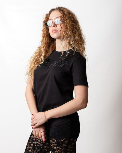 T-Shirt Just Cavalli "Logo beads strass" donna