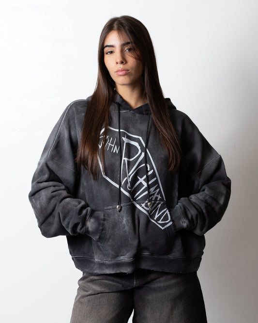 Felpa John Richmond cropped con cappuccio e stampa donna