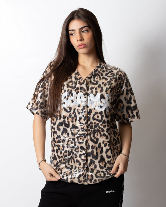 Camicia Disclaimer animalier con paillettes donna