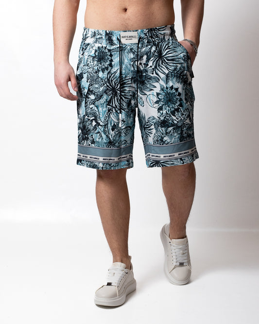 Bermuda Just Cavalli in twill con stampa all-over uomo