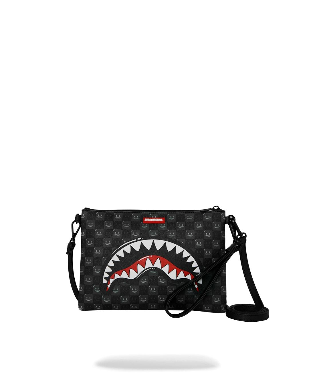 Pochette Sprayground nero SHARKS IN PARIS WTF BUBBLY BLACK CHECK CROSSOVER CLUTCH  con tracolla