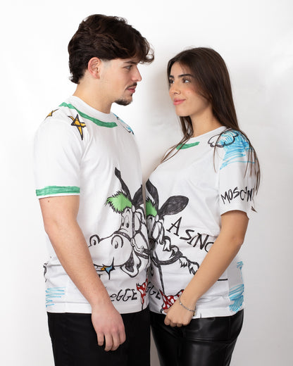 T-Shirt Moschino girocollo con stampa disegno 
