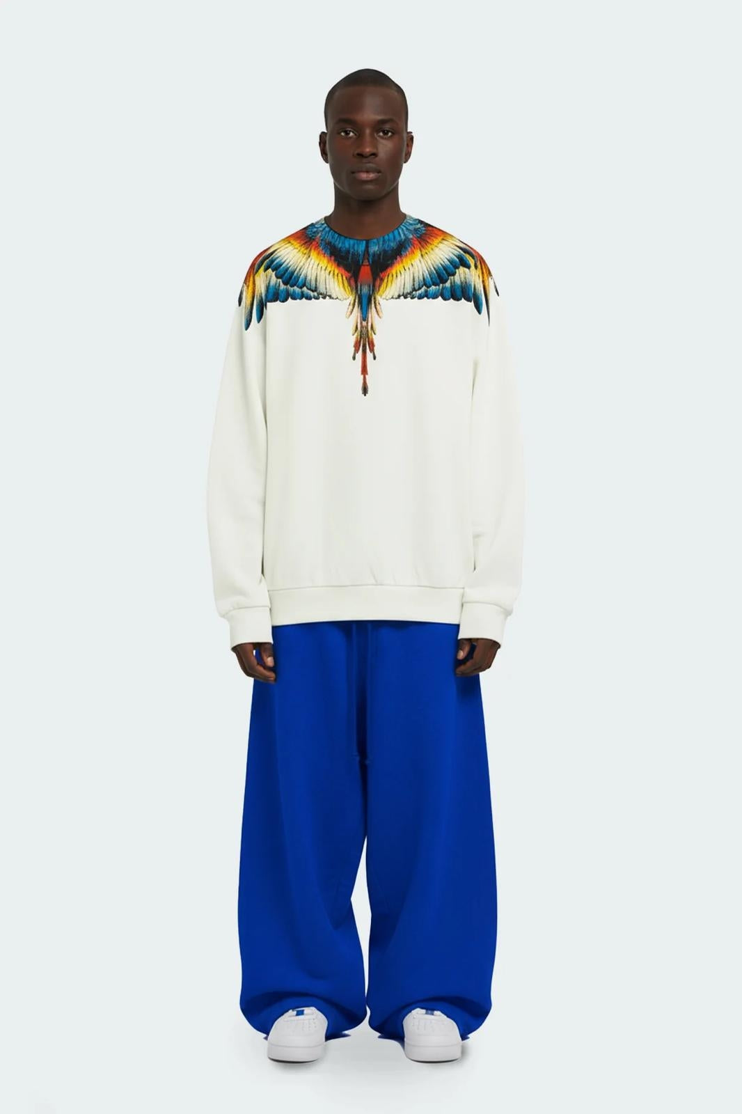 Felpa Marcelo Burlon "Wings White" girocollo uomo