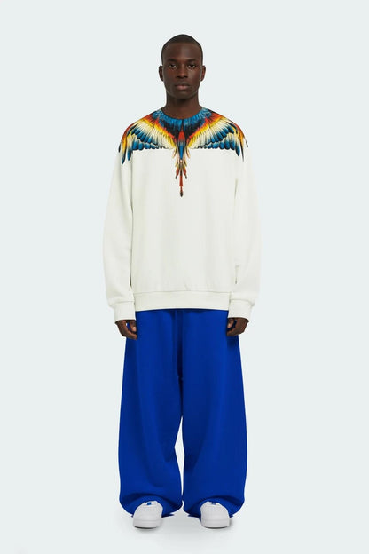 Felpa Marcelo Burlon "Wings White" girocollo uomo
