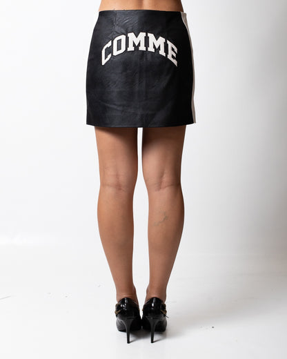 Gonna Comme des Fuckdown in pelle con patch logata donna