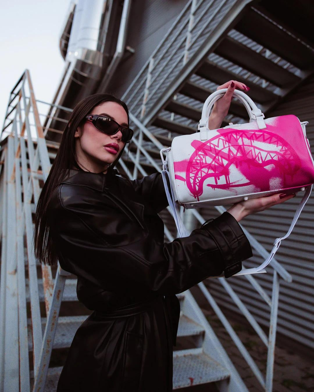 Borsa Sprayground bianco pink vandal  mini duffle