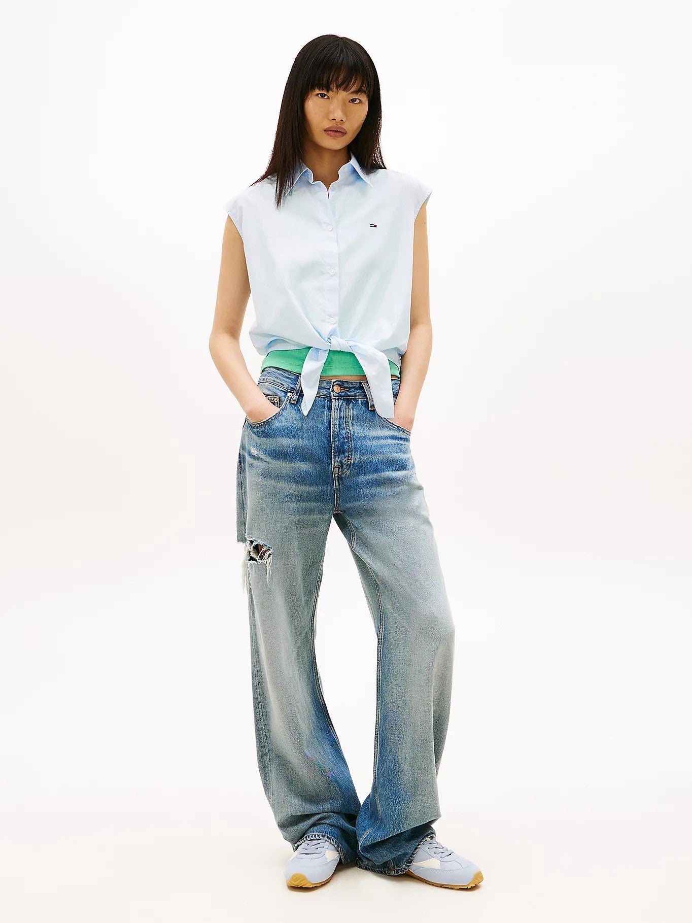 Camicia Tommy Jeans a strisce senza maniche donna