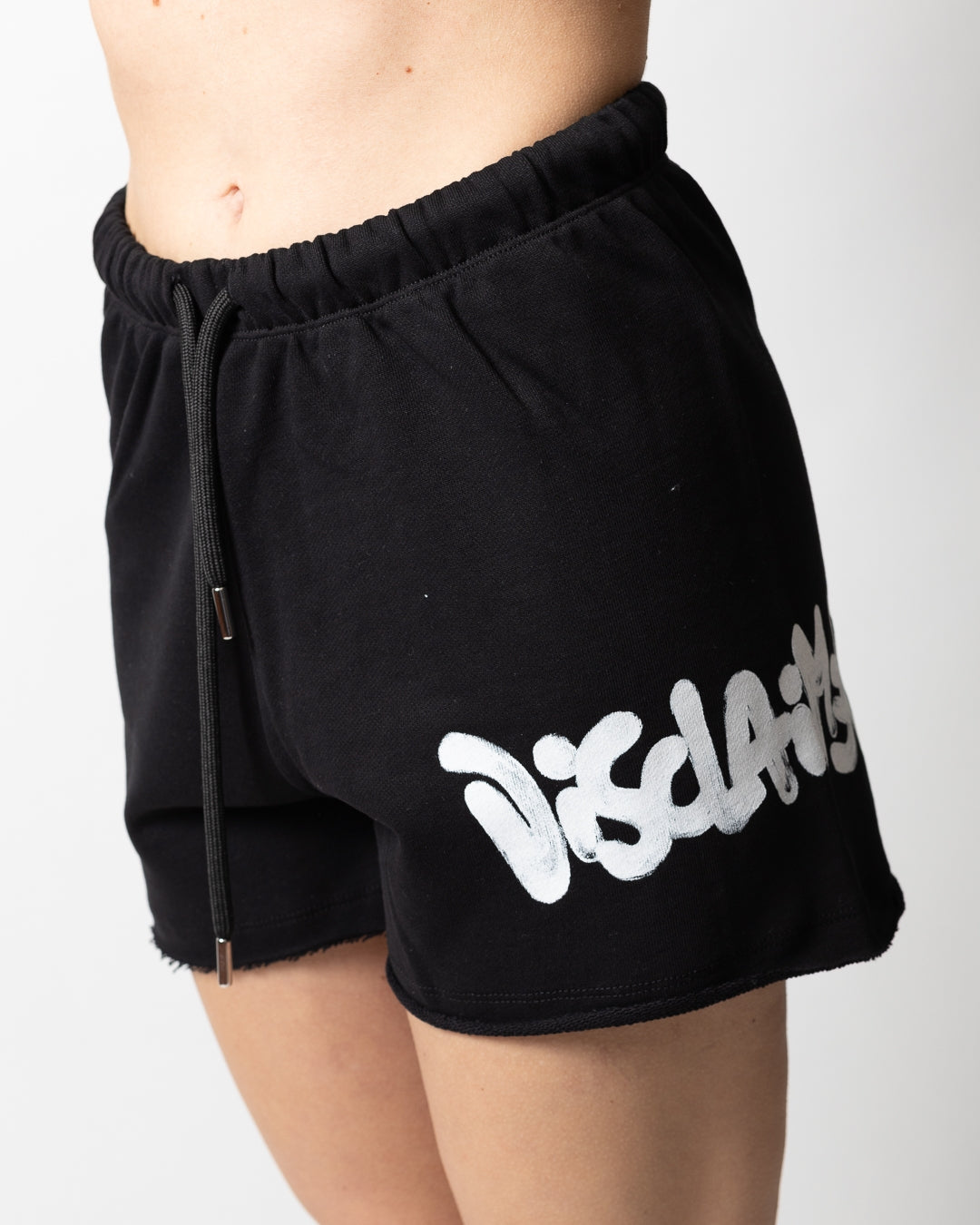 Short Disclaimer in felpa con stampa donna