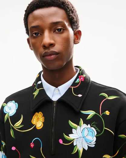 Felpa polo Kenzo Paris mezza zip e ricami