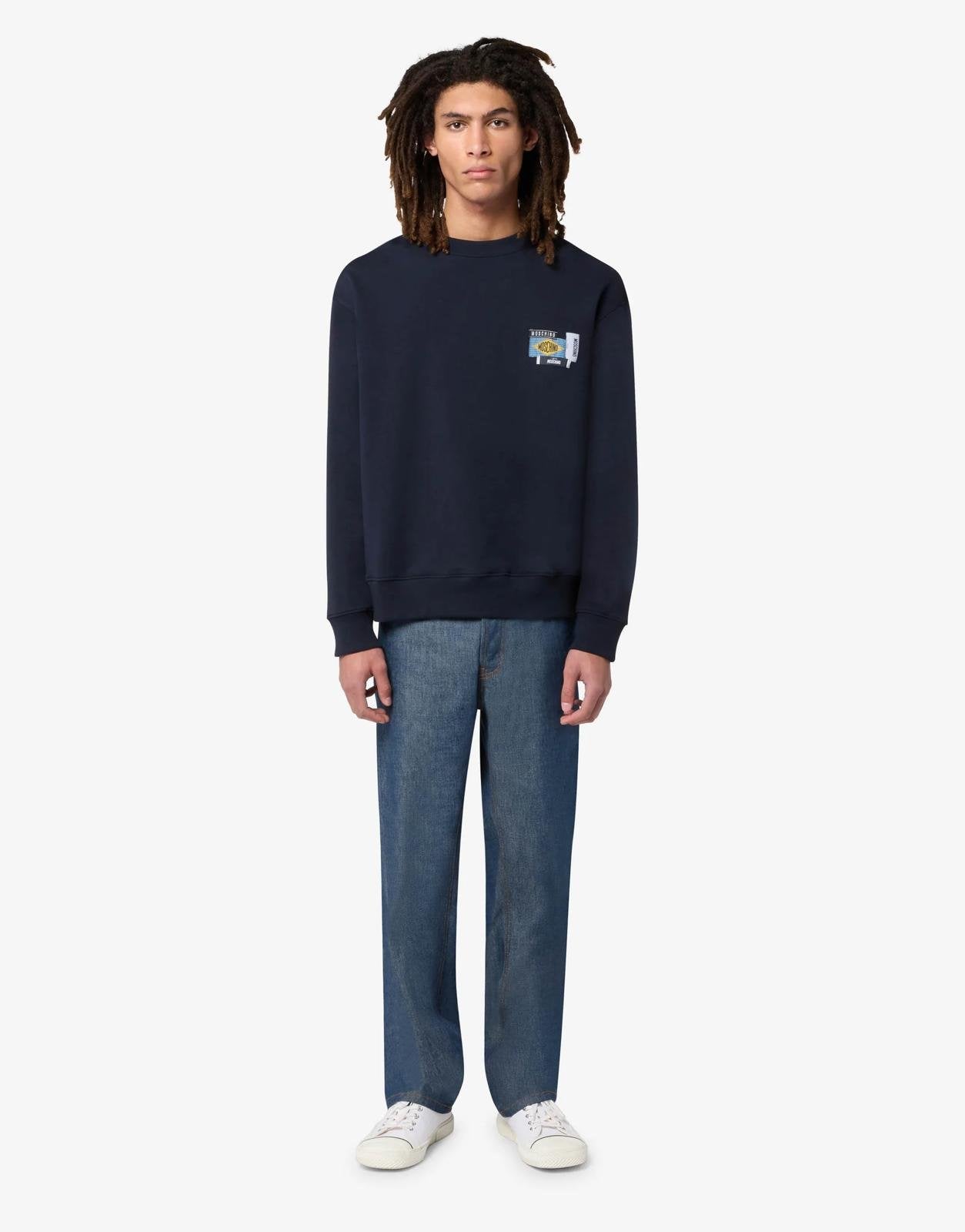 Felpa Moschino girocollo "Labels Embroidery" uomo