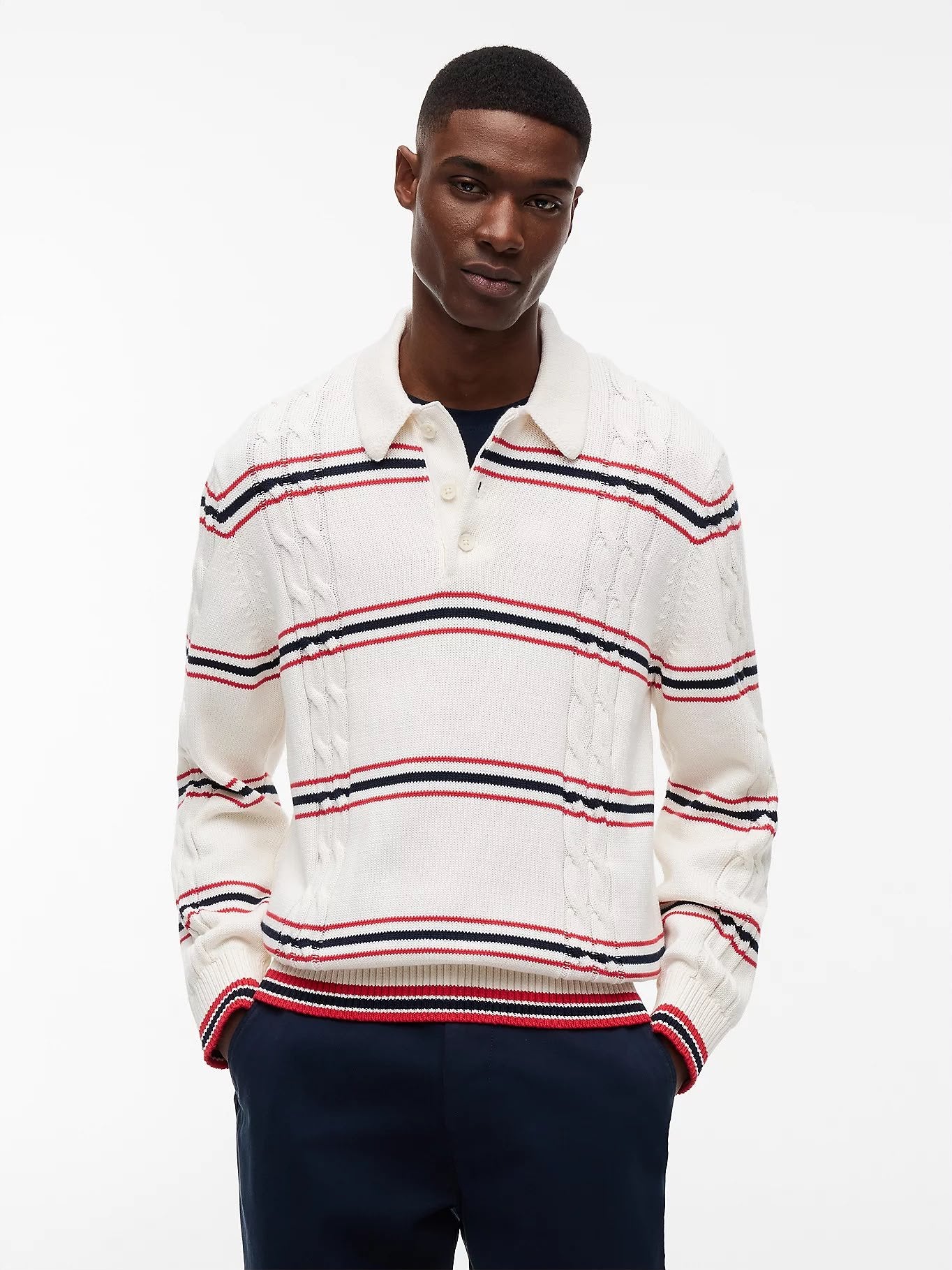 Polo Tommy Jeans in maglia "Stripe Cable" uomo