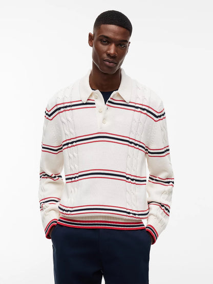 Polo Tommy Jeans in maglia "Stripe Cable" uomo