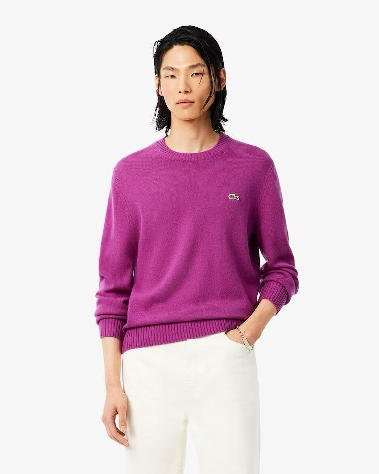 Maglia Lacoste girocollo in lana cardata 