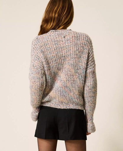 Maglia Twinset Actitude multicolor con gioielli donna