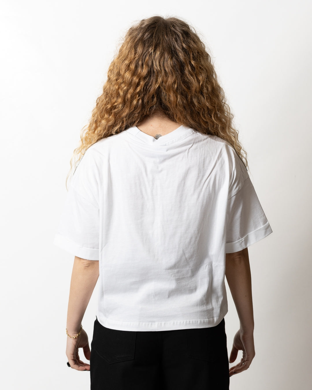 T-Shirt Marcelo Burlon cropped con perline donna