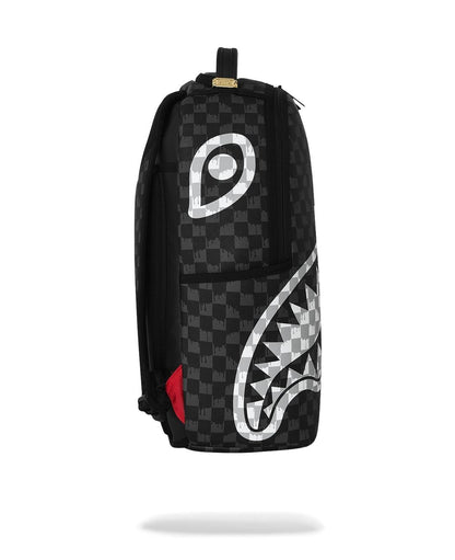 Zaino Sprayground nero BLACK AND WHITE DRIP CHECK SHARK BACKPACK 