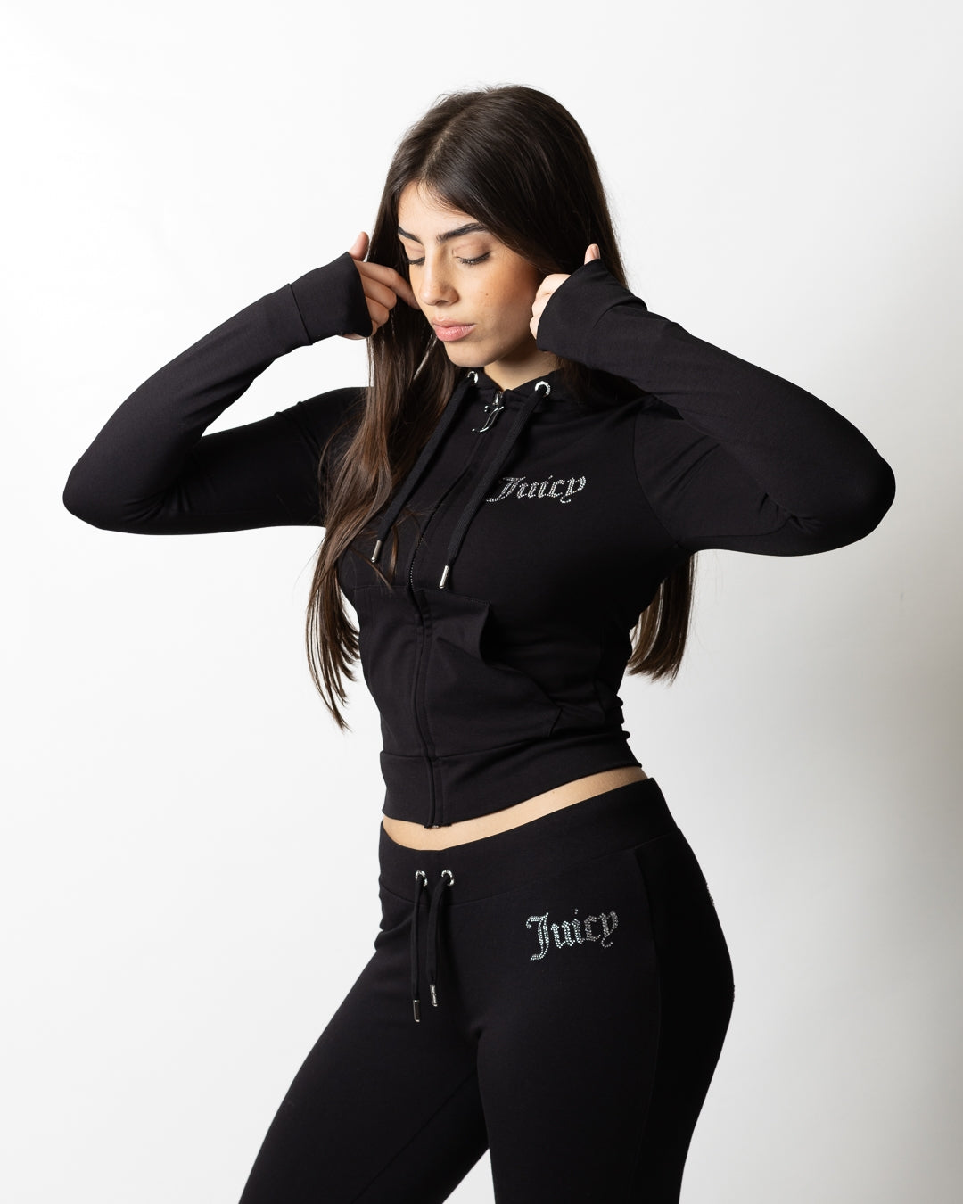 Felpa Juicy Couture fullzip con cappuccio "Oola Diamante" donna