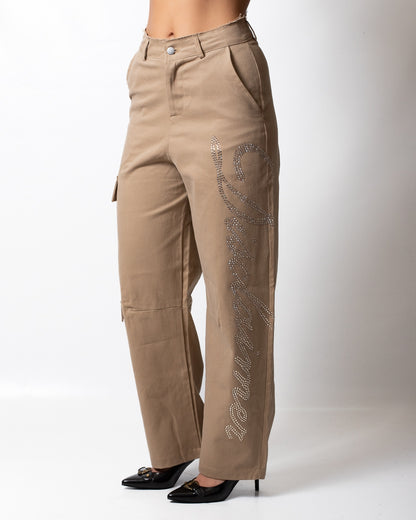Pantalone Disclaimer cargo con logo signature donna