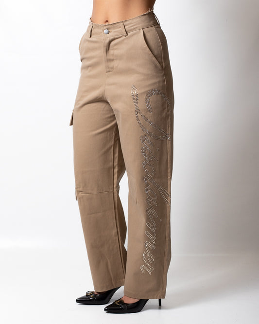 Pantalone Disclaimer cargo con logo signature donna