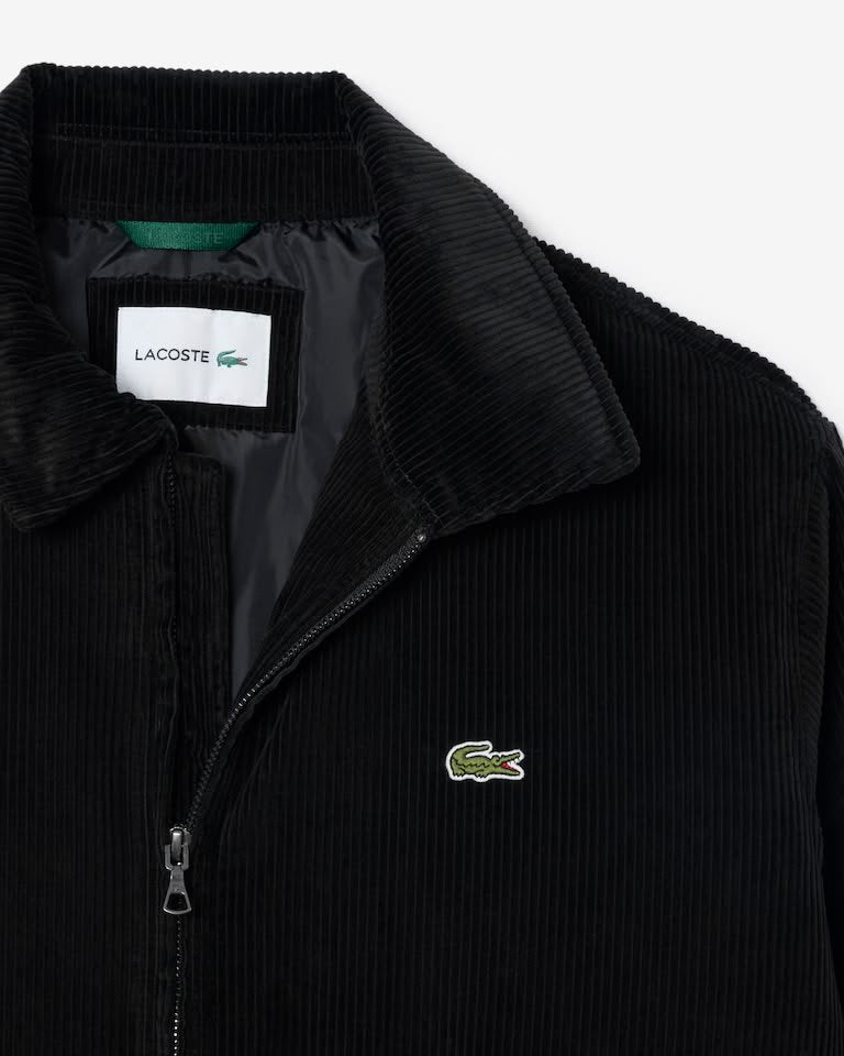 Giubbotto Lacoste in velluto a coste con logo ricamato