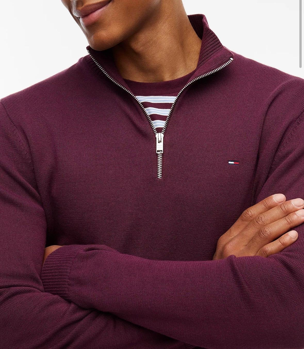 Maglia Tommy Jeans mezza zip con bandierina ricamata