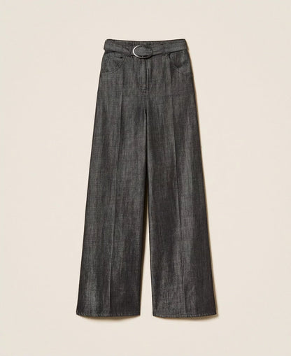 Jeans Twinset Actitude wide leg con cintura donna