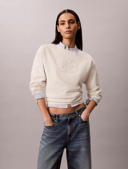 Felpa Calvin Klein girocollo "Embroidery Logo" donna