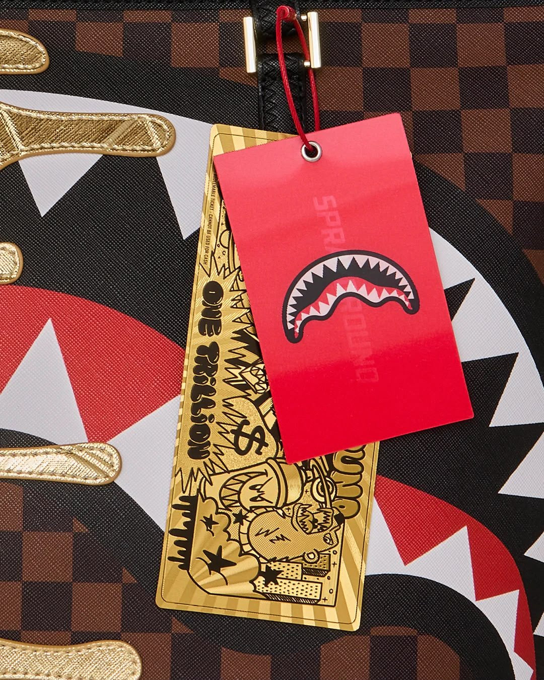 Borsa Sprayground marrone SHARKS IN PARIS GOLD DRIP TOTE 