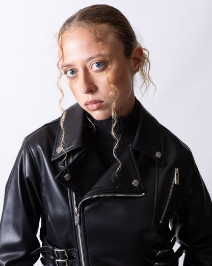 Giubbotto Richmond X biker in ecopelle con ganci donna