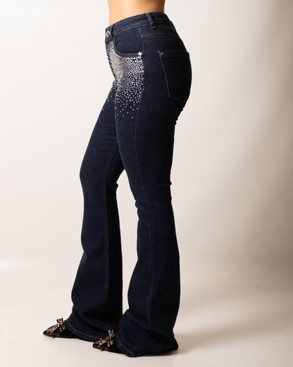 Jeans Richmond X a zampa con strass donna