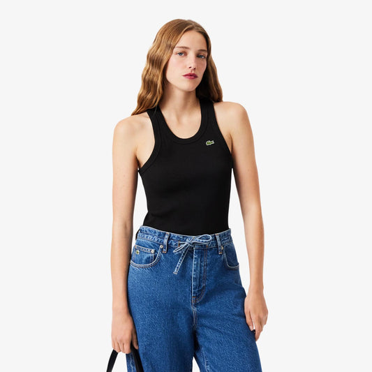 Canotta Lacoste in costina logo classic donna