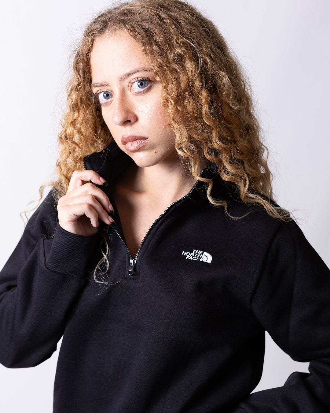 Felpa The North Face mezza zip con logo ricamato donna