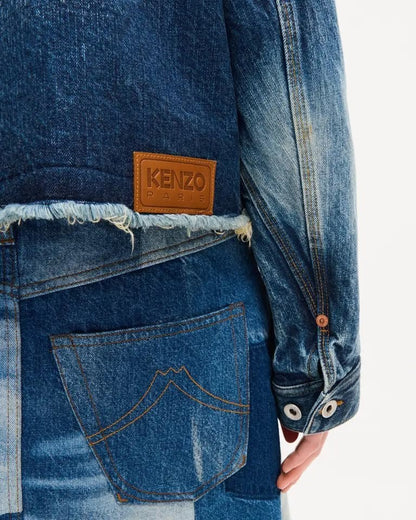 Giubbotto Kenzo Paris in jeans con stampa decorativa e patch logo