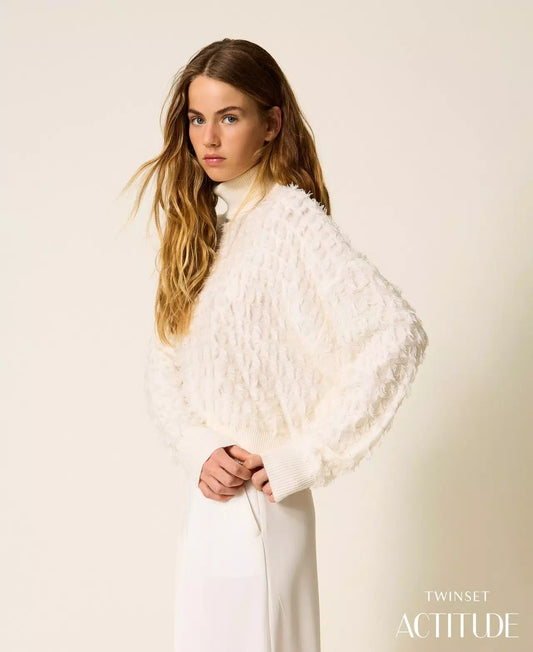 Maglia Twinset Actitude dolcevita con frange donna