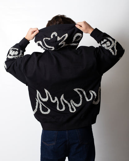 Felpa Barrow fullzip con cappuccio con perline e strass