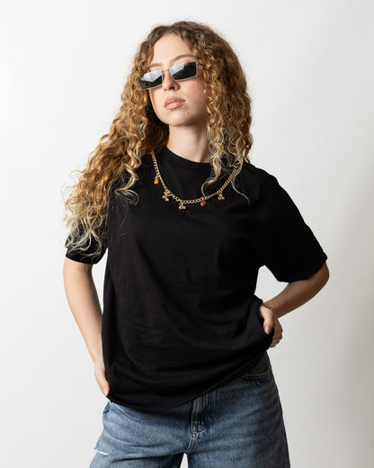 T-Shirt Disclaimer con catena donna
