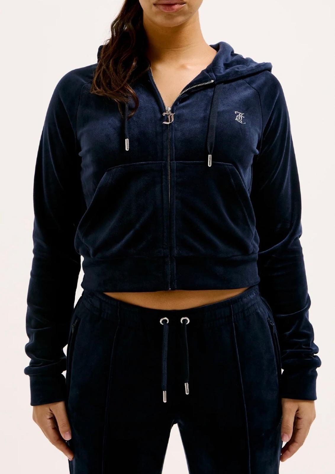 Felpa Juicy Couture full zip con cappuccio e logo strass