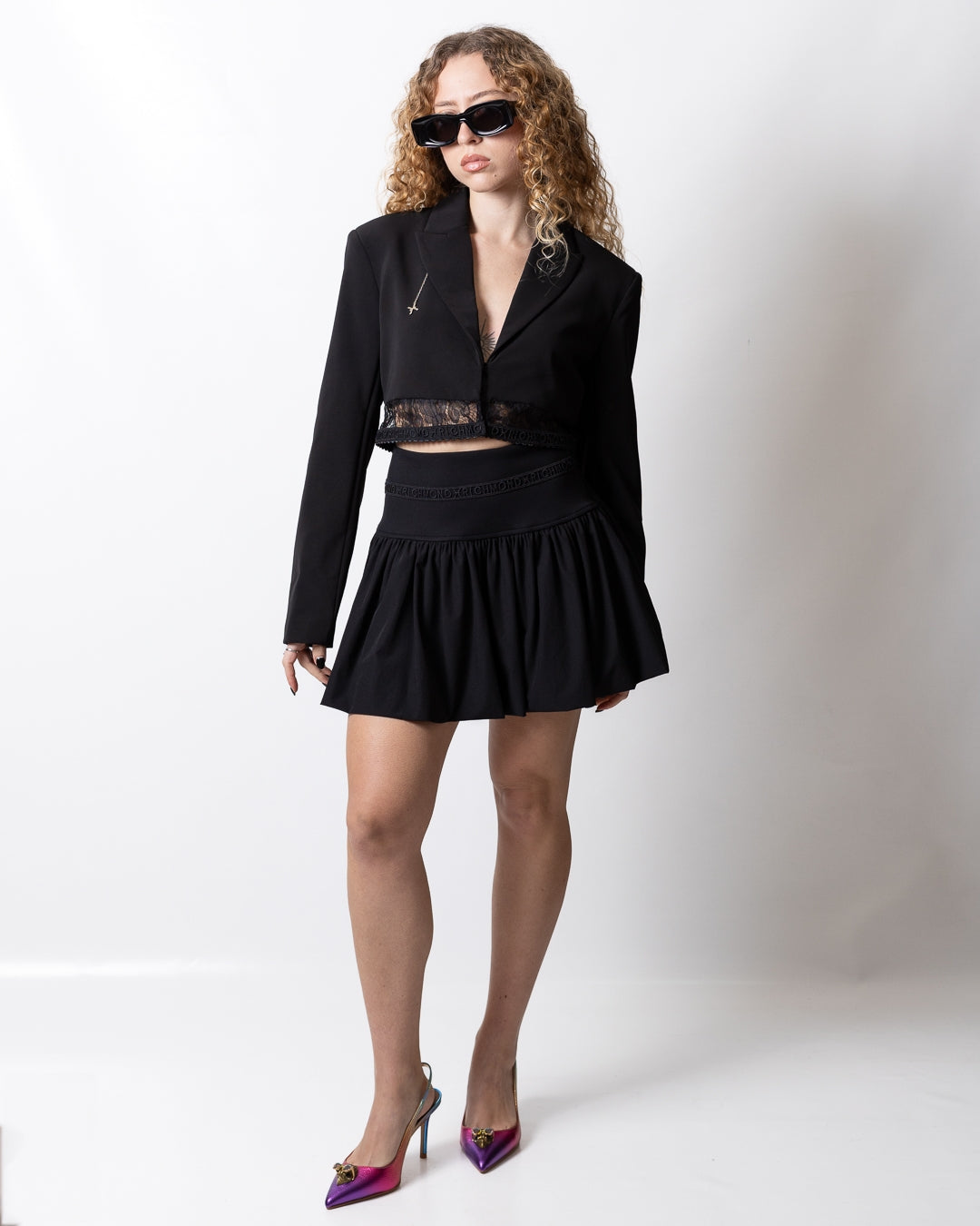 Giacca blazer Richmond X cropped con pizzo donna