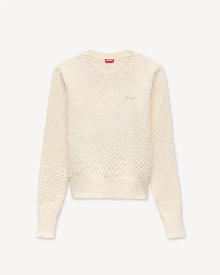 Maglia Kenzo Paris cable knit con logo ricamato