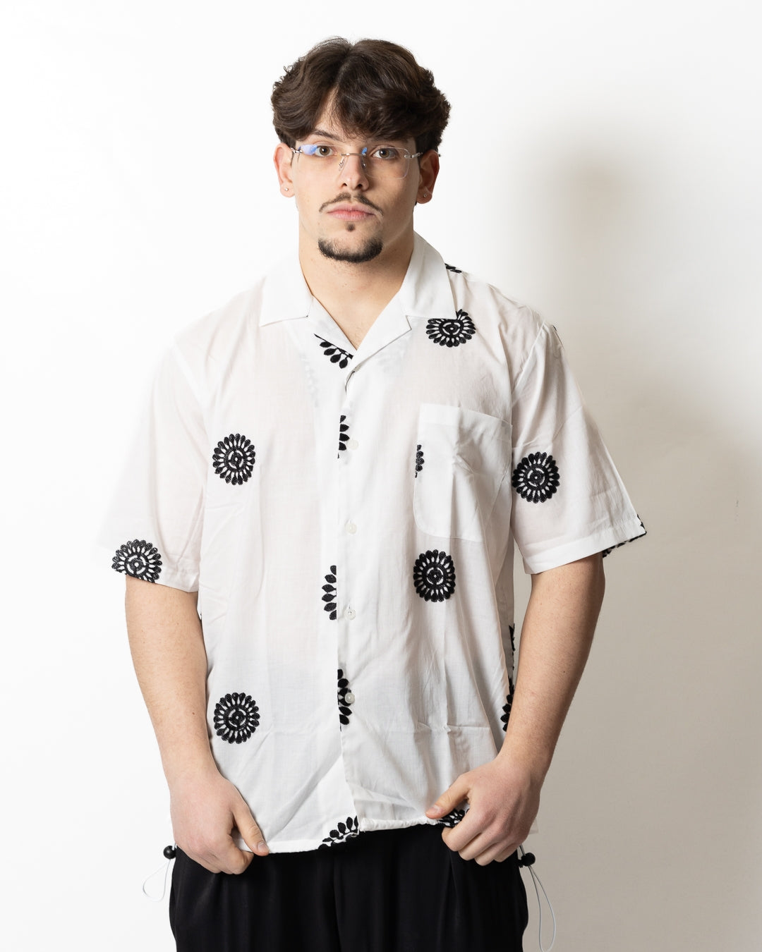 Camicia Daniele Alessandrini con ricami e coulisse uomo