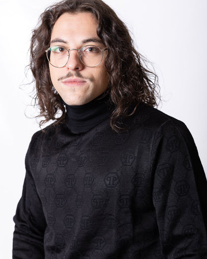 Maglia Philipp Plein "Merino Wool Knit Turtleneck Jacquard Monogram