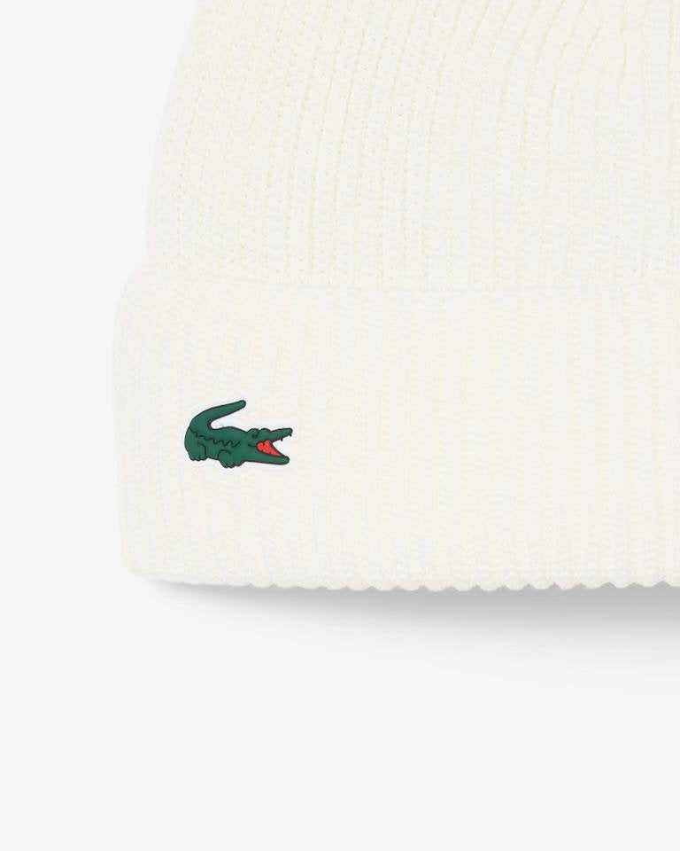 Cappello Lacoste in misto lana con logo e pompon