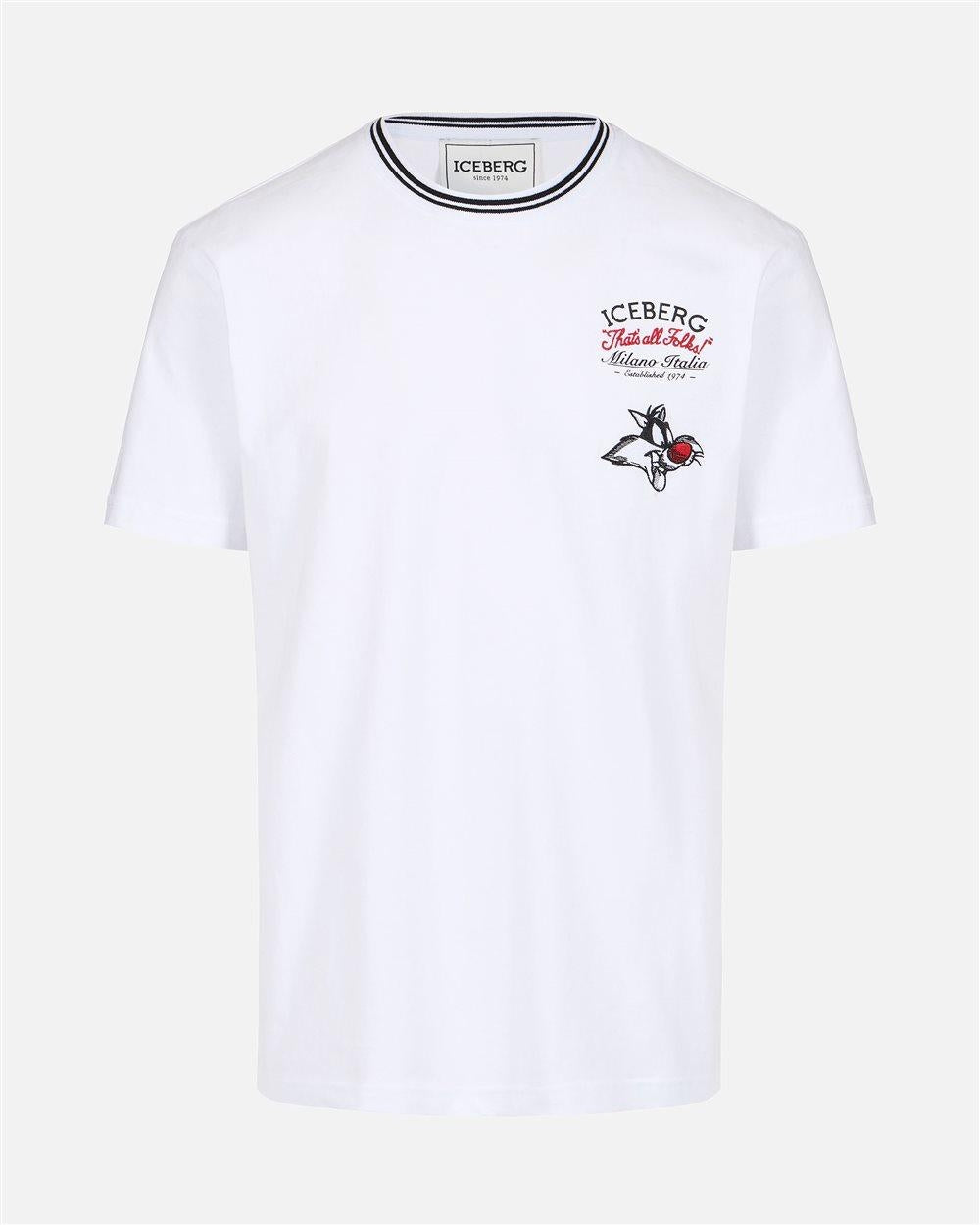 T-Shirt Iceberg con gatto Silvestro stampa e ricami