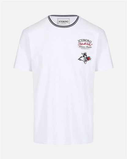 T-Shirt Iceberg con gatto Silvestro stampa e ricami