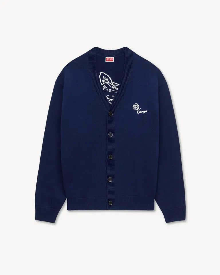 Cardigan Kenzo Paris in lana con maxi ricamo sul retro