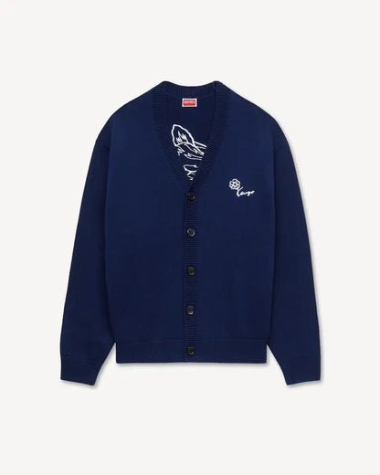 Cardigan Kenzo Paris in lana con maxi ricamo sul retro