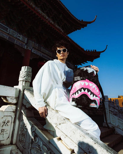 Zaino Sprayground nero Shark central sorbet hand painted backpack