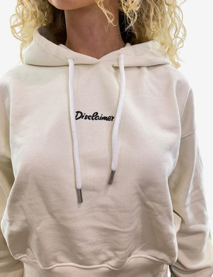 Felpa Disclaimer crop con cappuccio e logo donna