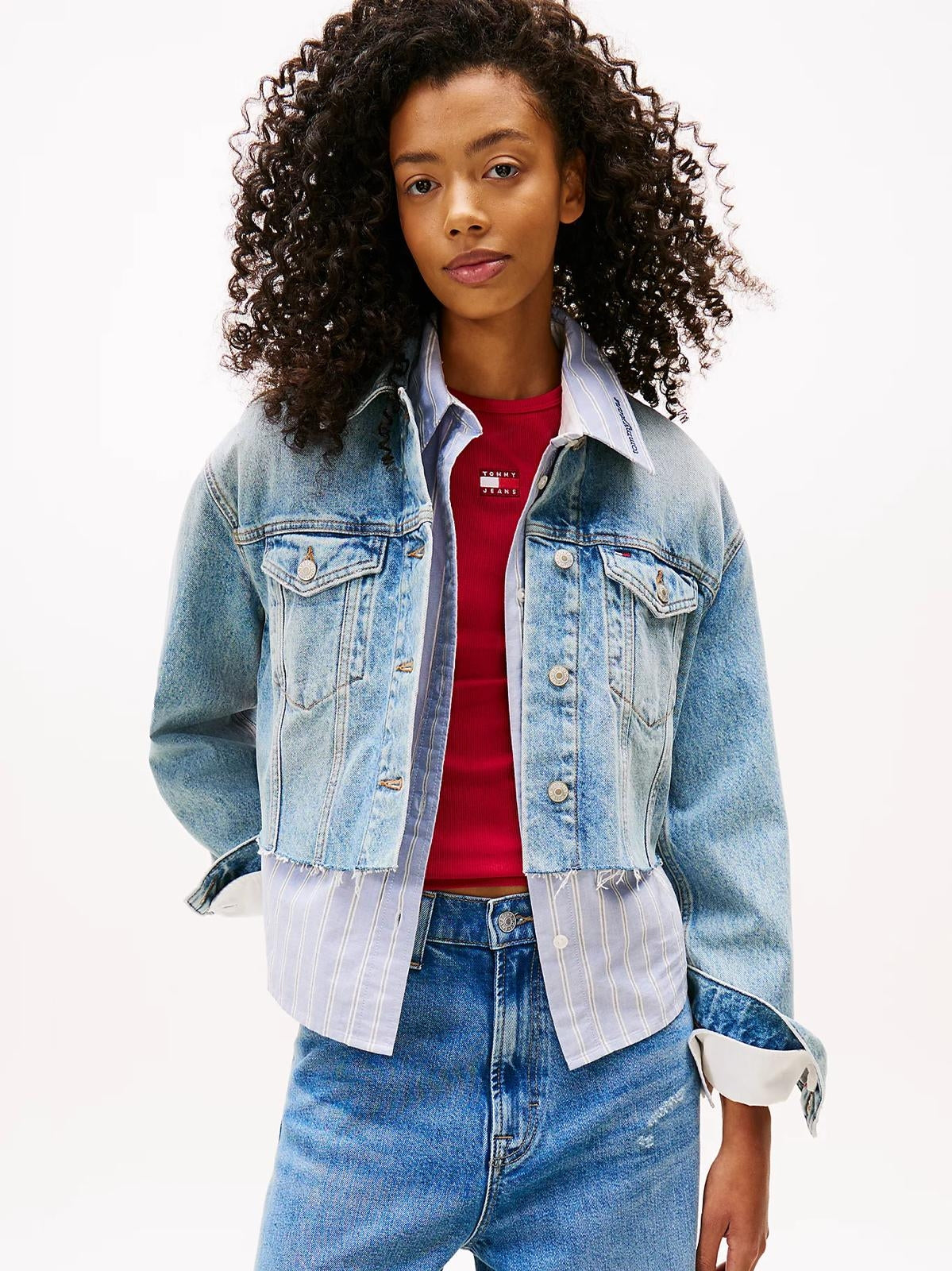 Giubbotto Tommy Jeans cropped in denim donna