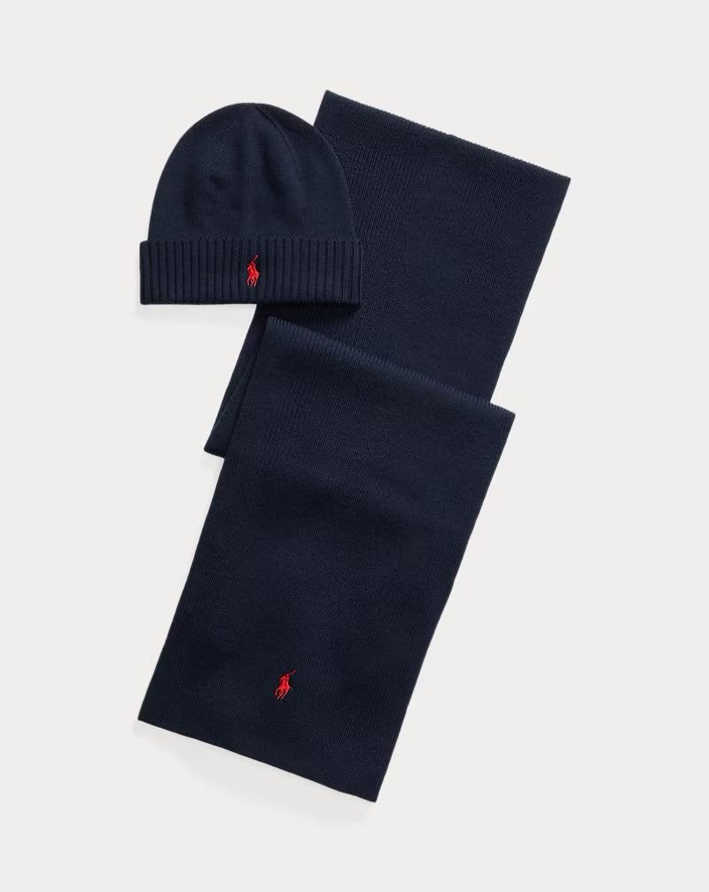 Cappello e sciarpa Polo Ralph Lauren in lana con logo ricamato